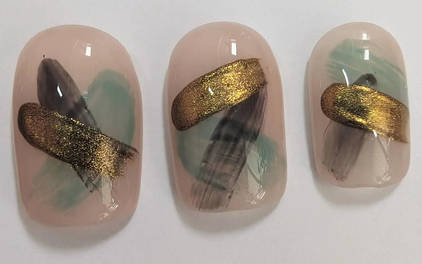 Abstract Brush Stroke Nails | Luxury Press On Nails Set with Abstract Chrome Design | 10pc Reusable Nail Set UK | Self Care - Nikki Nailed it