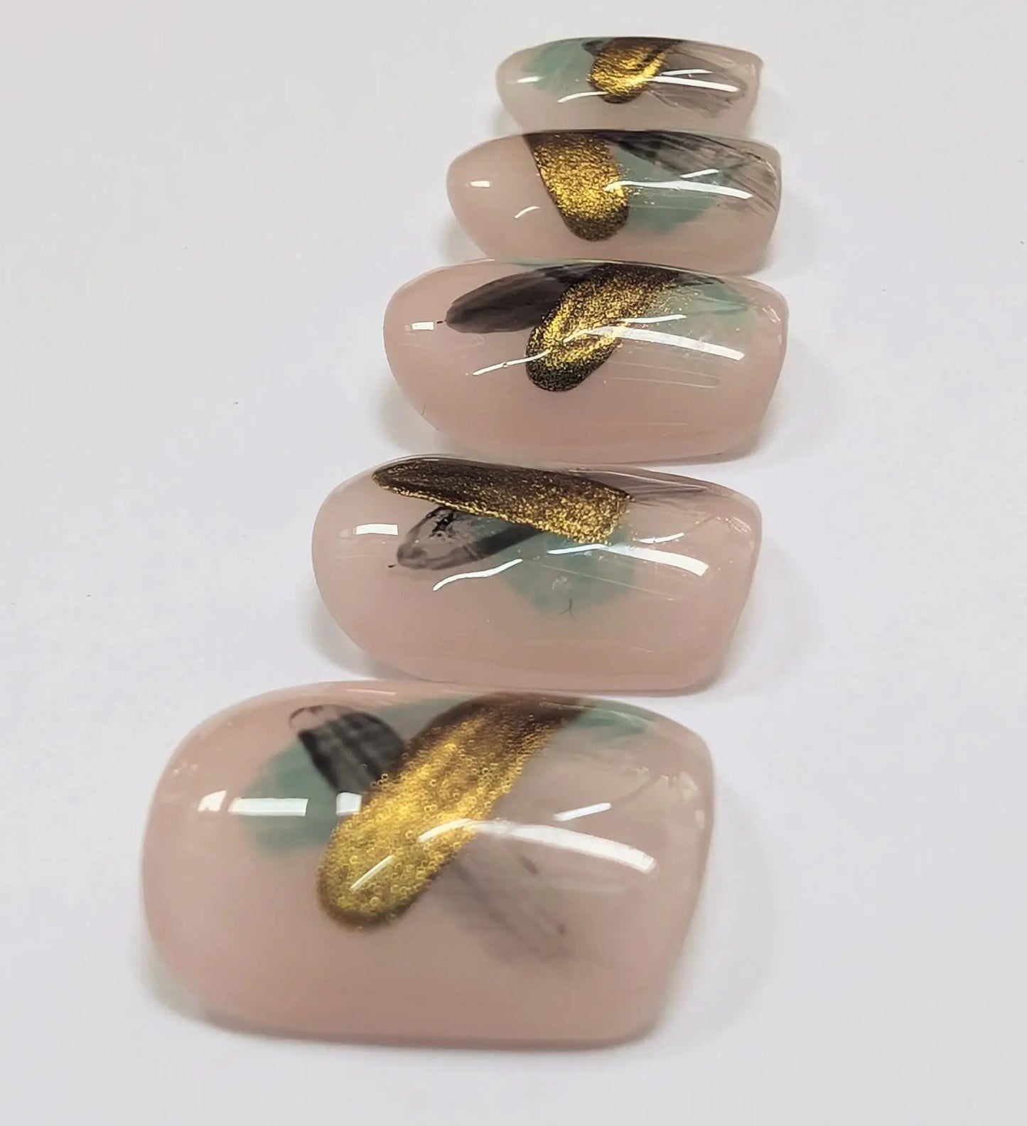 Abstract Brush Stroke Nails | Luxury Press On Nails Set with Abstract Chrome Design | 10pc Reusable Nail Set UK | Self Care - Nikki Nailed it