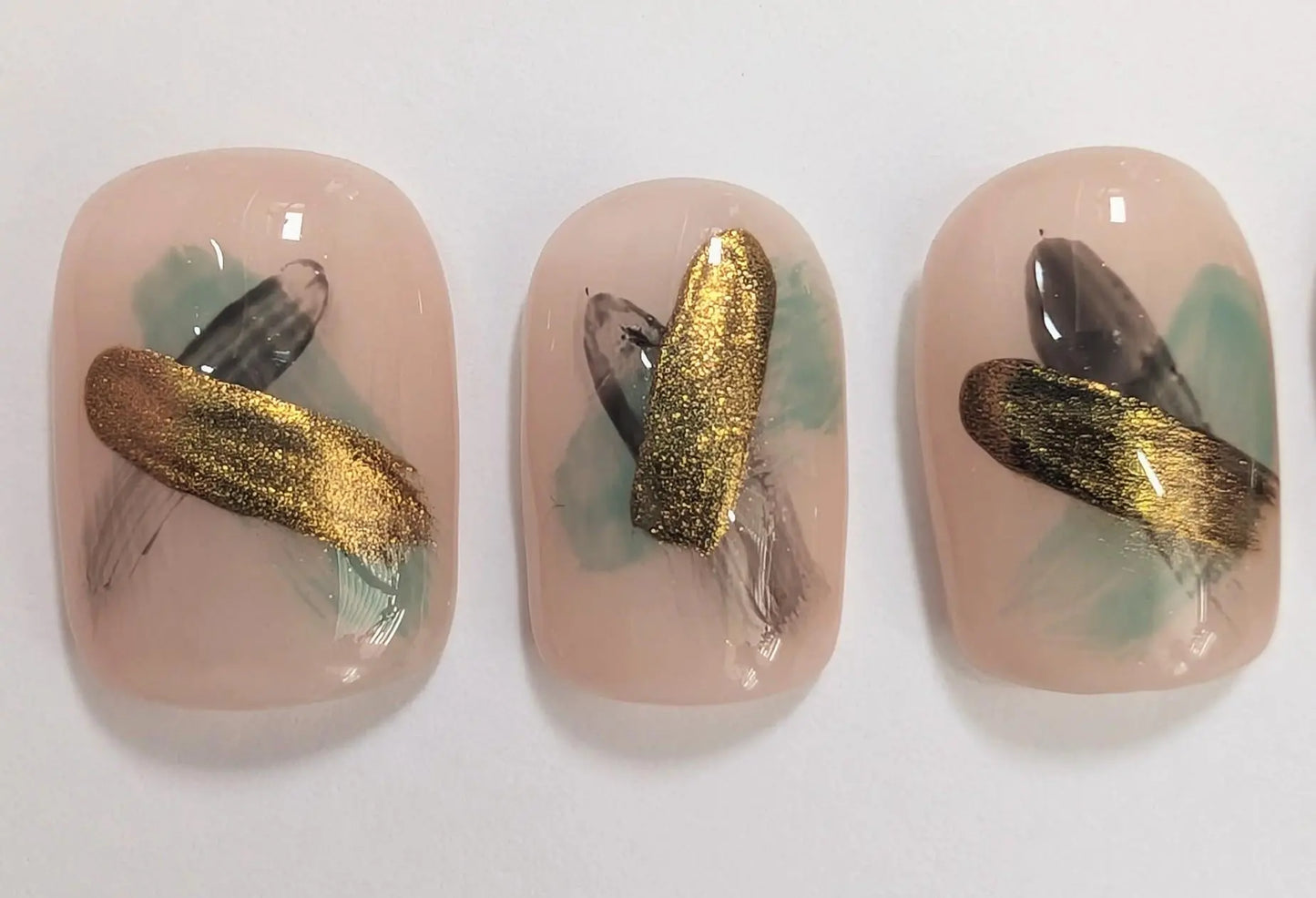 Abstract Brush Stroke Nails | Luxury Press On Nails Set with Abstract Chrome Design | 10pc Reusable Nail Set UK | Self Care - Nikki Nailed it