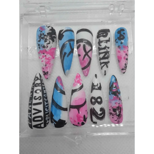 Blink - 182 Nails | Pre Made Hand - Painted Luxury Press On Nails UK | Limited Edition Artificial Nails - Nikki Nailed it