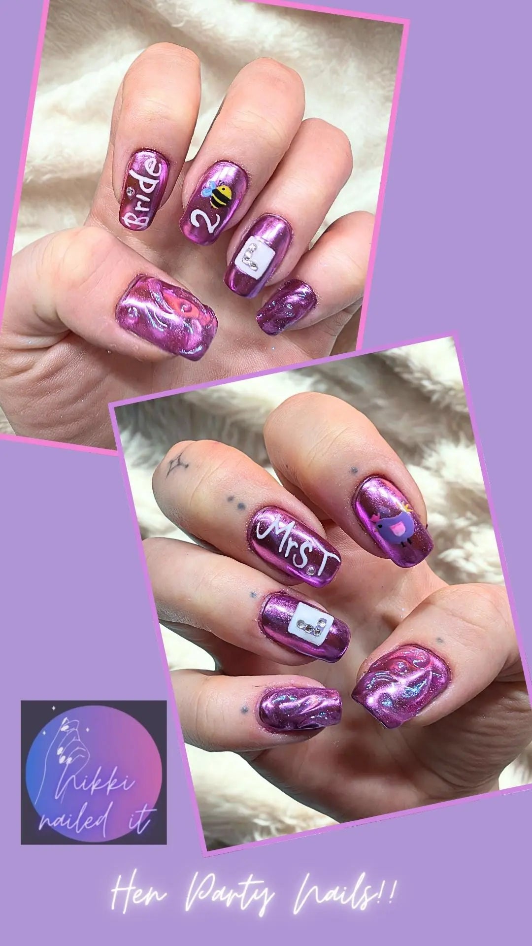 Custom Nail Art Stickers - Hand Painted Gel Nail Decals Manicure | Cute Nail Stickers UK | DIY Nail Art | Gift Idea | Beauty | Self Care - Nikki Nailed it