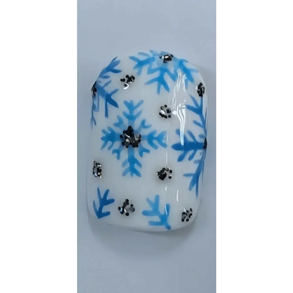 Nailmas Day 02 Glitter Snowflake Nails - Hand Painted Luxury Press On Christmas Nails by Nikki Nailed - Nikki Nailed it
