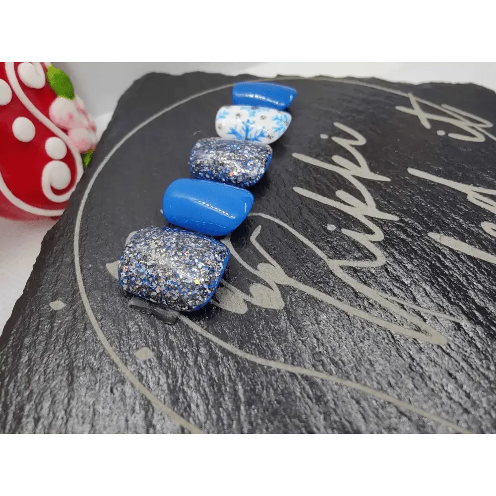 Nailmas Day 02 Glitter Snowflake Nails - Hand Painted Luxury Press On Christmas Nails by Nikki Nailed - Nikki Nailed it
