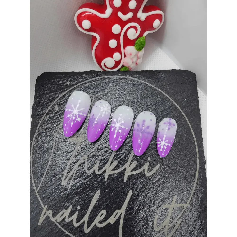 Nailmas Day 03 - Purple Snowflake Nails | Hand Painted Press On Luxury Nails | Christmas Advent Nail Art | Nikki Nailed - Nikki Nailed it