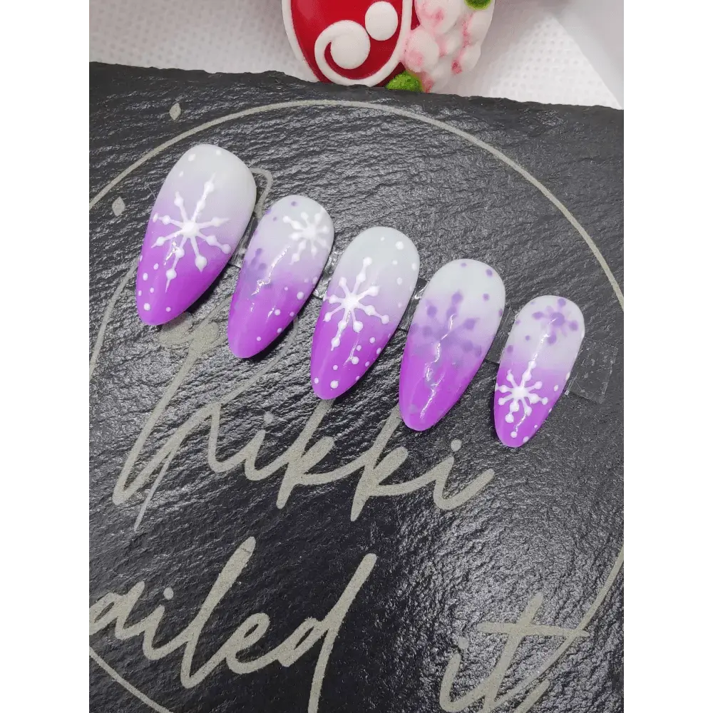 Nailmas Day 03 - Purple Snowflake Nails | Hand Painted Press On Luxury Nails | Christmas Advent Nail Art | Nikki Nailed - Nikki Nailed it