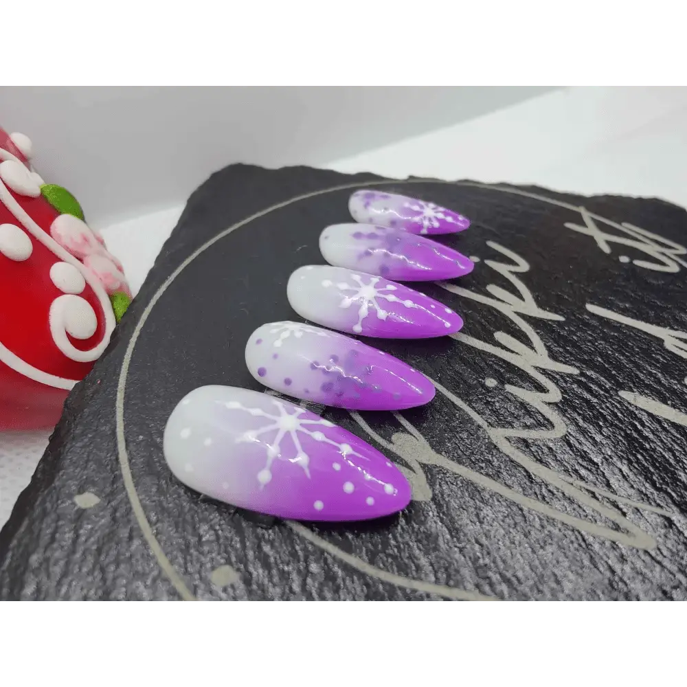 Nailmas Day 03 - Purple Snowflake Nails | Hand Painted Press On Luxury Nails | Christmas Advent Nail Art | Nikki Nailed - Nikki Nailed it