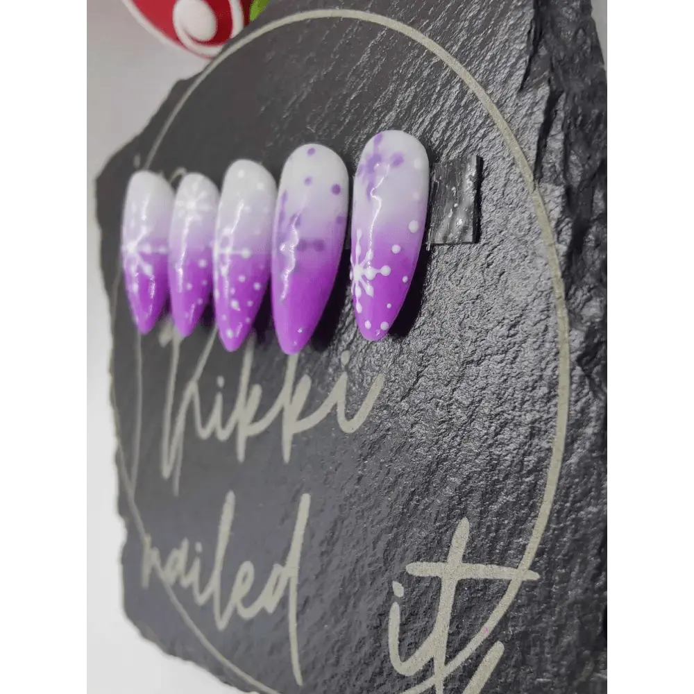 Nailmas Day 03 - Purple Snowflake Nails | Hand Painted Press On Luxury Nails | Christmas Advent Nail Art | Nikki Nailed - Nikki Nailed it