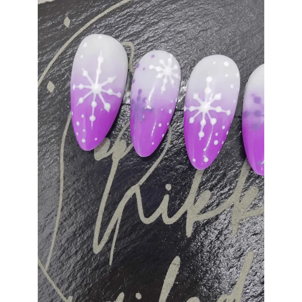 Nailmas Day 03 - Purple Snowflake Nails | Hand Painted Press On Luxury Nails | Christmas Advent Nail Art | Nikki Nailed - Nikki Nailed it