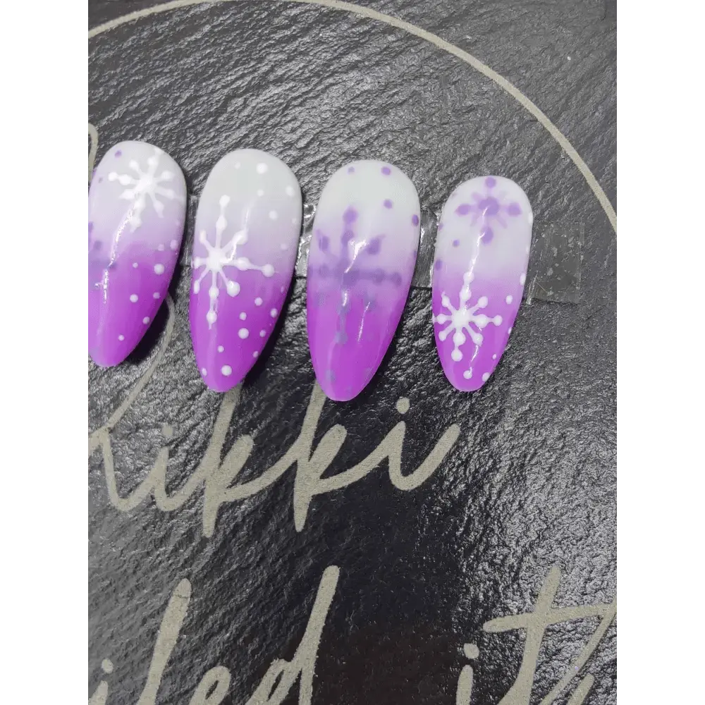 Nailmas Day 03 - Purple Snowflake Nails | Hand Painted Press On Luxury Nails | Christmas Advent Nail Art | Nikki Nailed - Nikki Nailed it