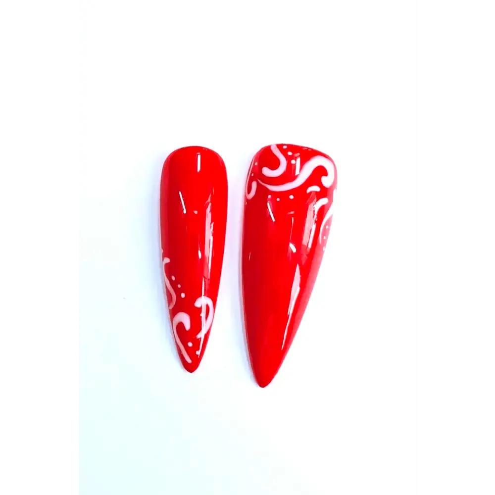 Nailmas Day 04 Candy Cane Nails - Christmas Candy Cane Press On Nails | Luxury Hand Painted Red & White Nail Art - Nikki Nailed it