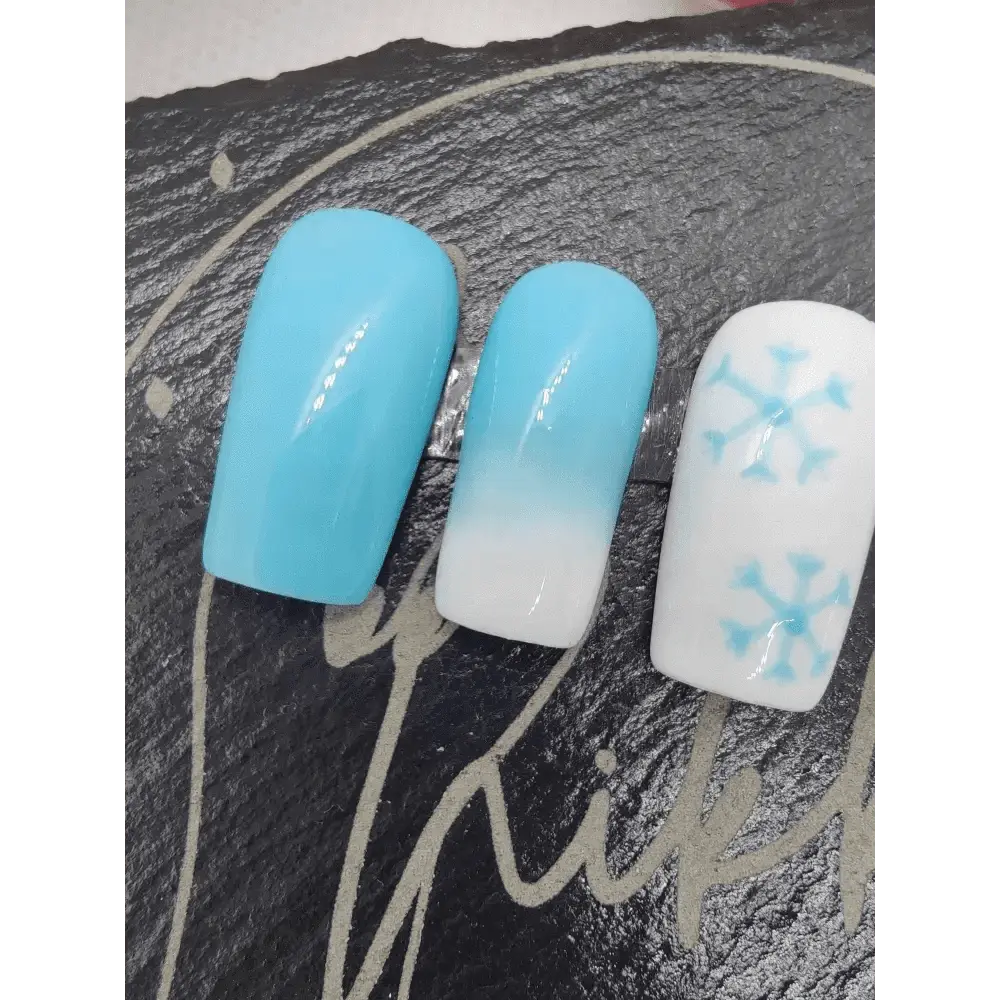 Nailmas Day 09 Snowman Nails - Hand Painted Icey Blue & White Press On Nails | Luxury Xmas Advent Nail Art - Nikki Nailed it