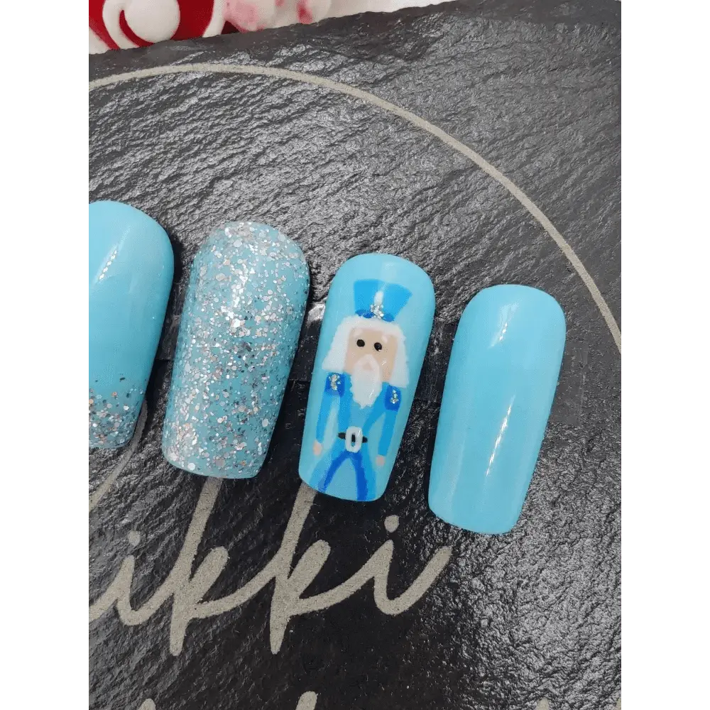Nailmas Day 12 Nutcracker Nails - Hand Painted Glitter Christmas Advent Luxury Press On Nails by Nikki Nailed - Nikki Nailed it