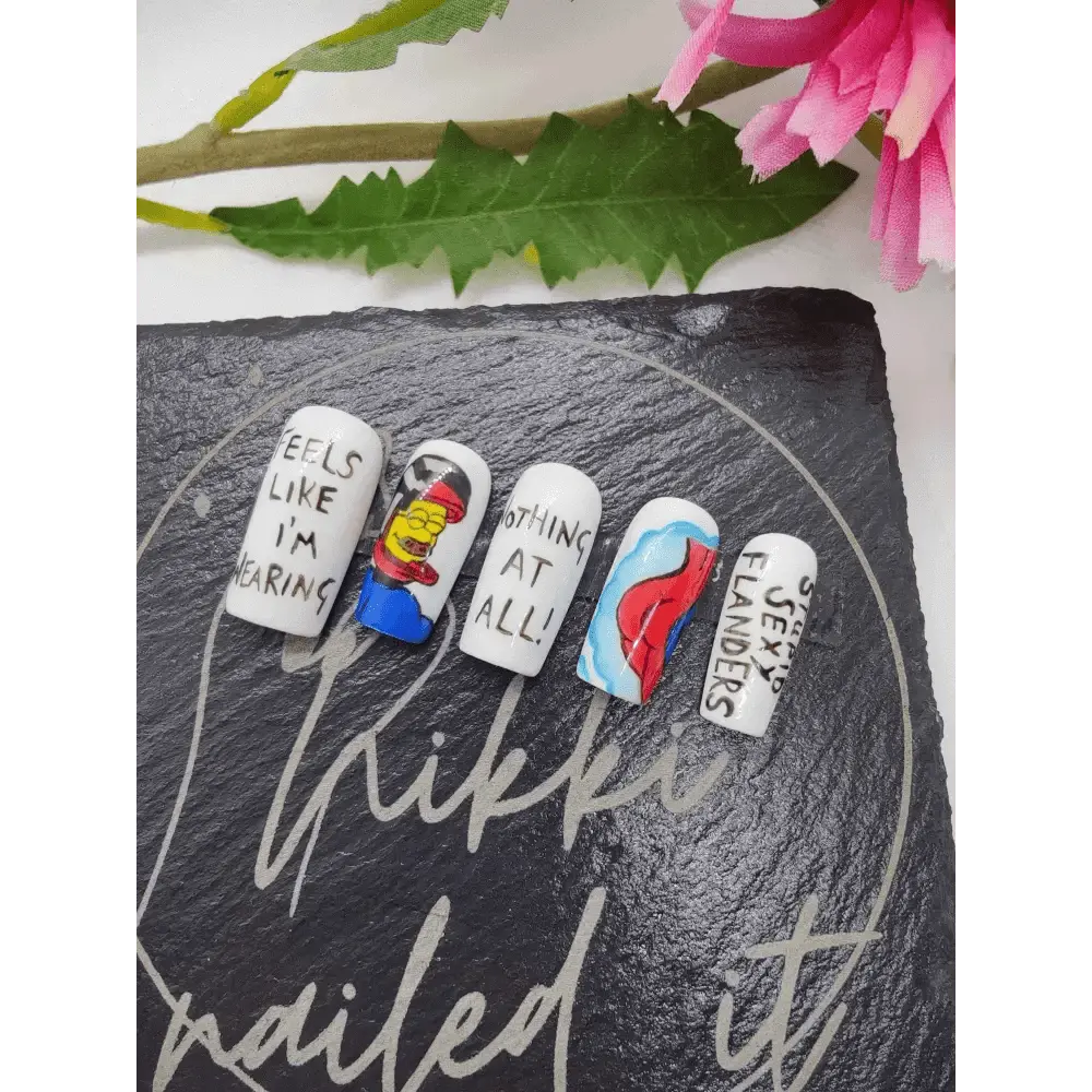 Ned Flanders Nails | Nothing At All Design | 10pc Luxury Press On Nails Set | Reusable Artificial Nails UK - Nikki Nailed it