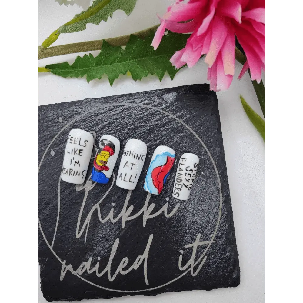 Ned Flanders Nails | Nothing At All Design | 10pc Luxury Press On Nails Set | Reusable Artificial Nails UK - Nikki Nailed it