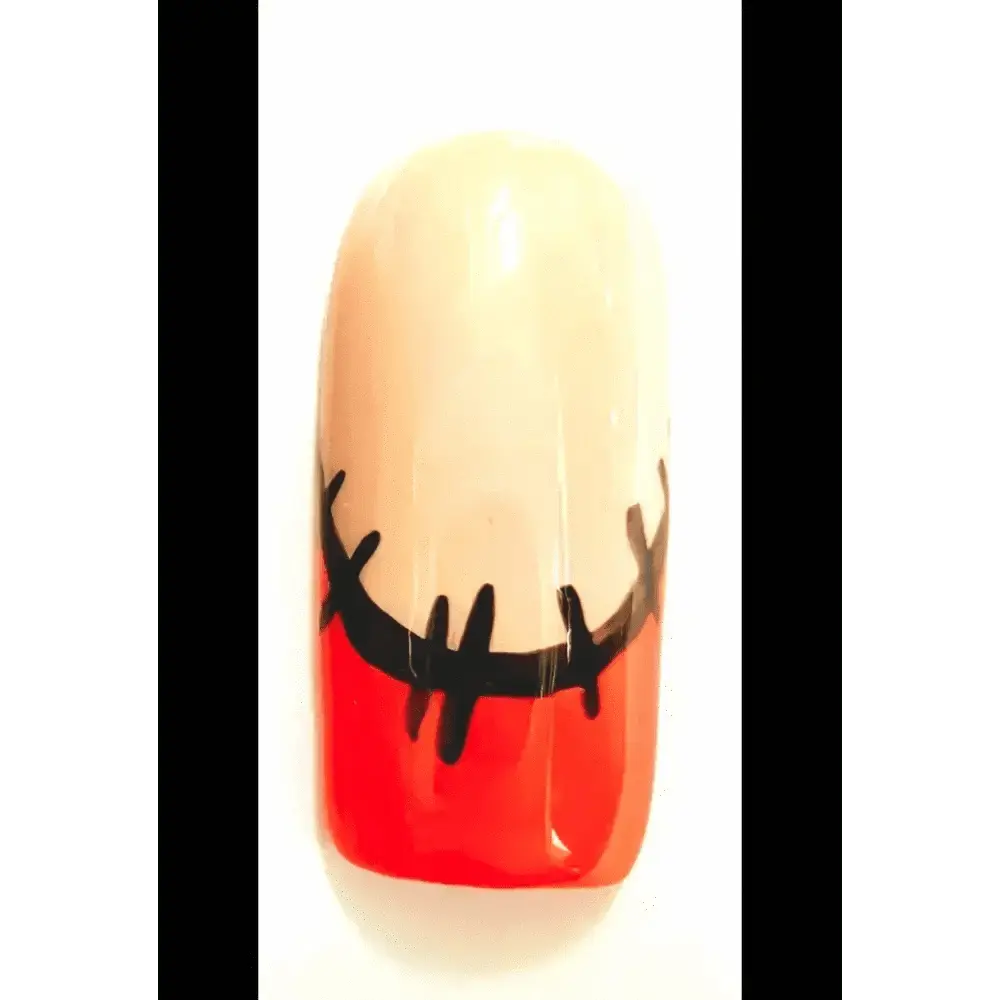 Patchwork Orange French Tip Nails | Halloween Press On Gel Nails | Luxury Reusable 10pc Artificial Nails - Nikki Nailed it