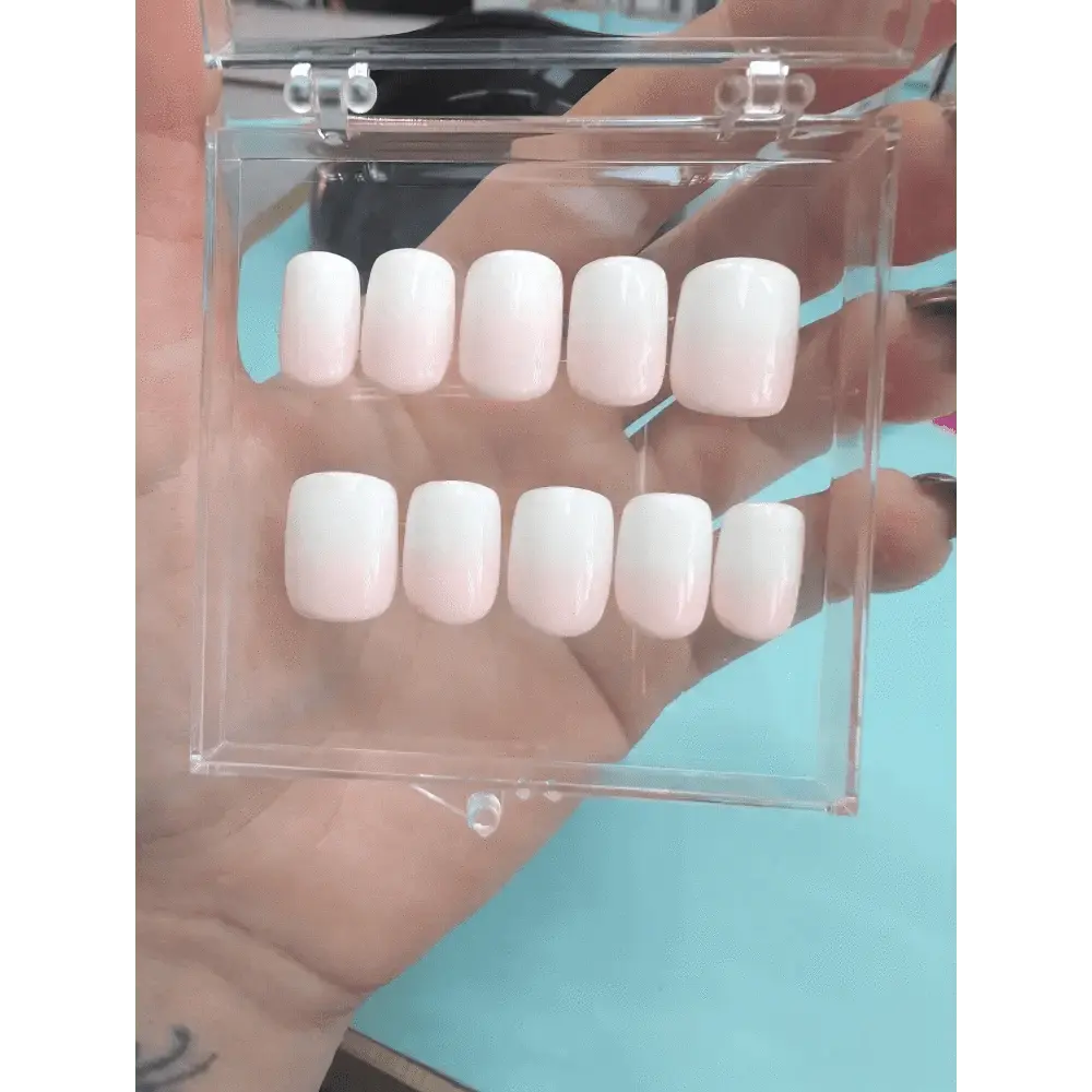 Pre Made Baby Boomer Nails | Pink & White Ombre Press On Nails | Limited Edition Reusable Luxury 10pc Set UK - Nikki Nailed it