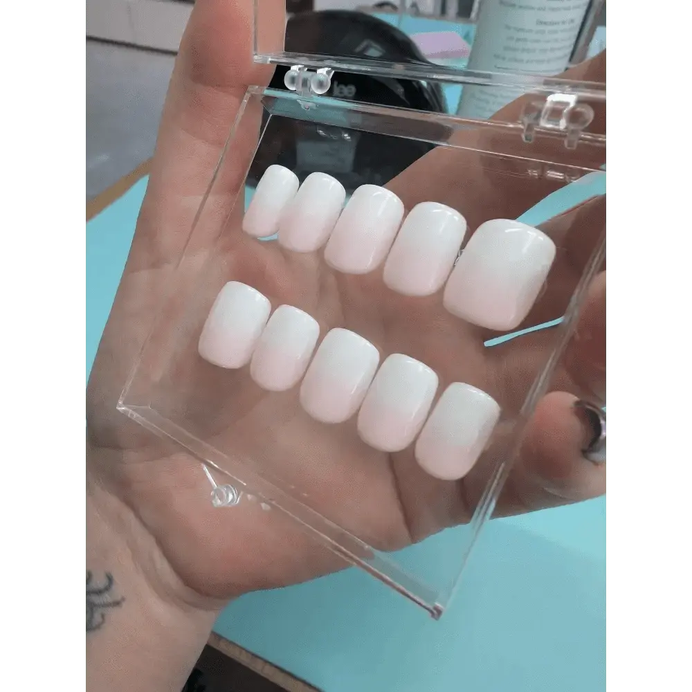 Pre Made Baby Boomer Nails | Pink & White Ombre Press On Nails | Limited Edition Reusable Luxury 10pc Set UK - Nikki Nailed it