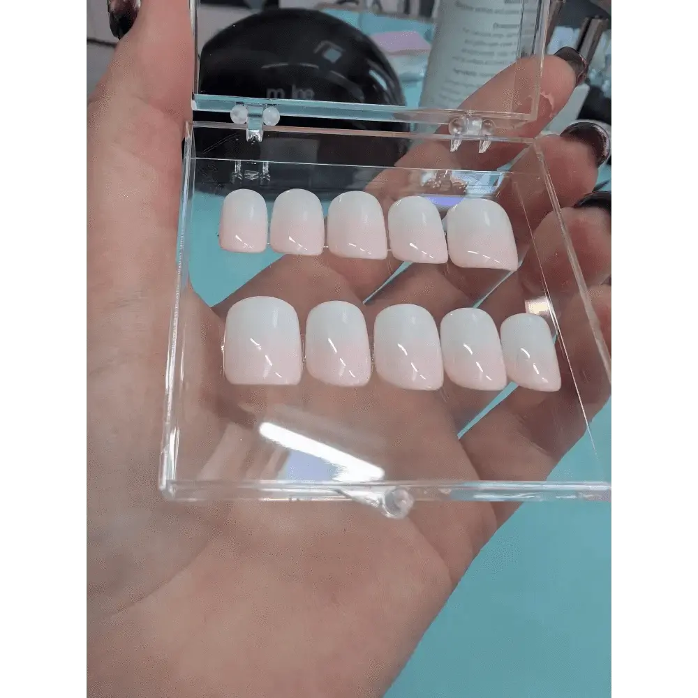 Pre Made Baby Boomer Nails | Pink & White Ombre Press On Nails | Limited Edition Reusable Luxury 10pc Set UK - Nikki Nailed it