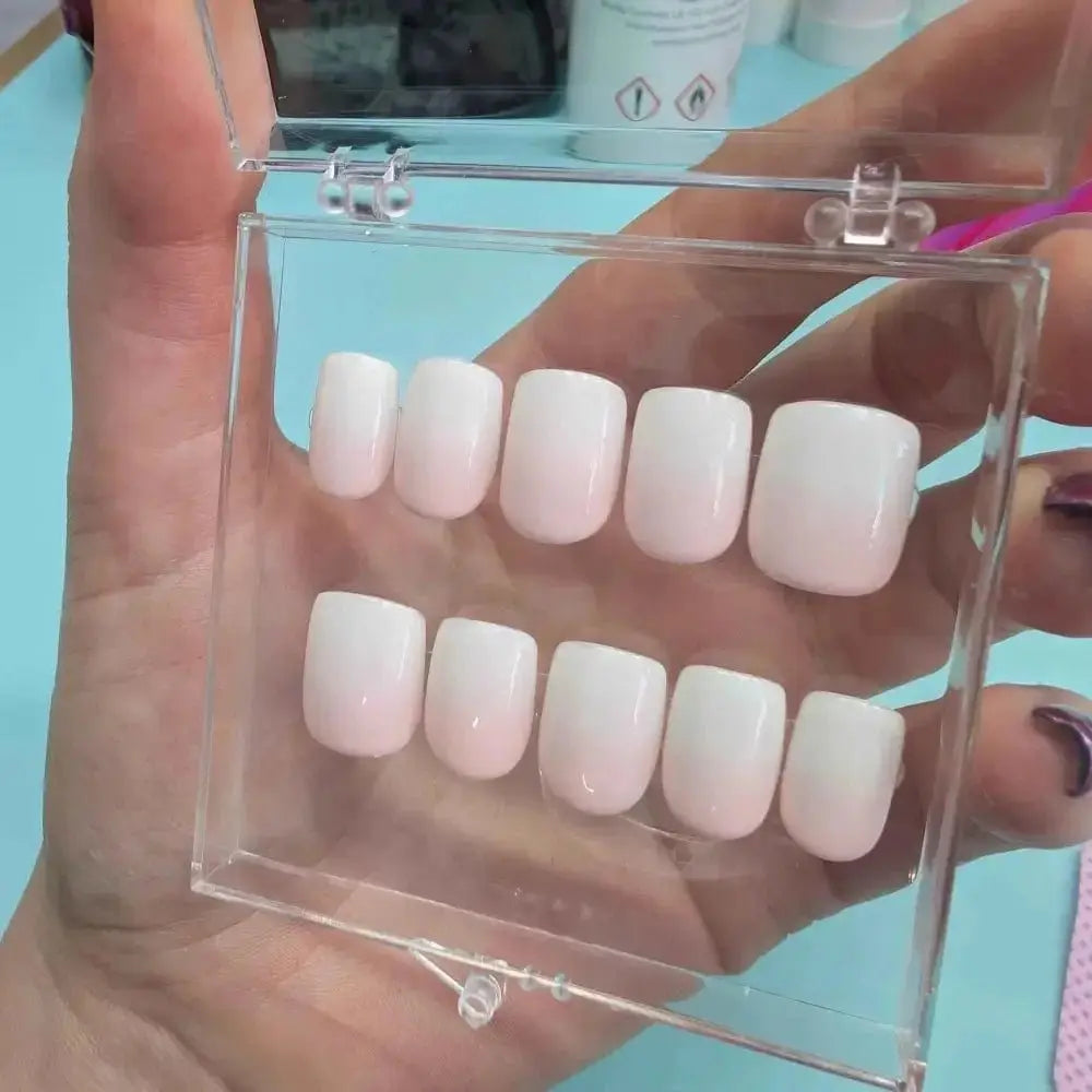 Pre Made Baby Boomer Nails | Pink & White Ombre Press On Nails | Limited Edition Reusable Luxury 10pc Set UK - Nikki Nailed it