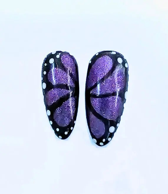 Purple Butterfly Nails Press On | Luxury Reusable Artificial 10pc Nail Set | UK - Nikki Nailed it