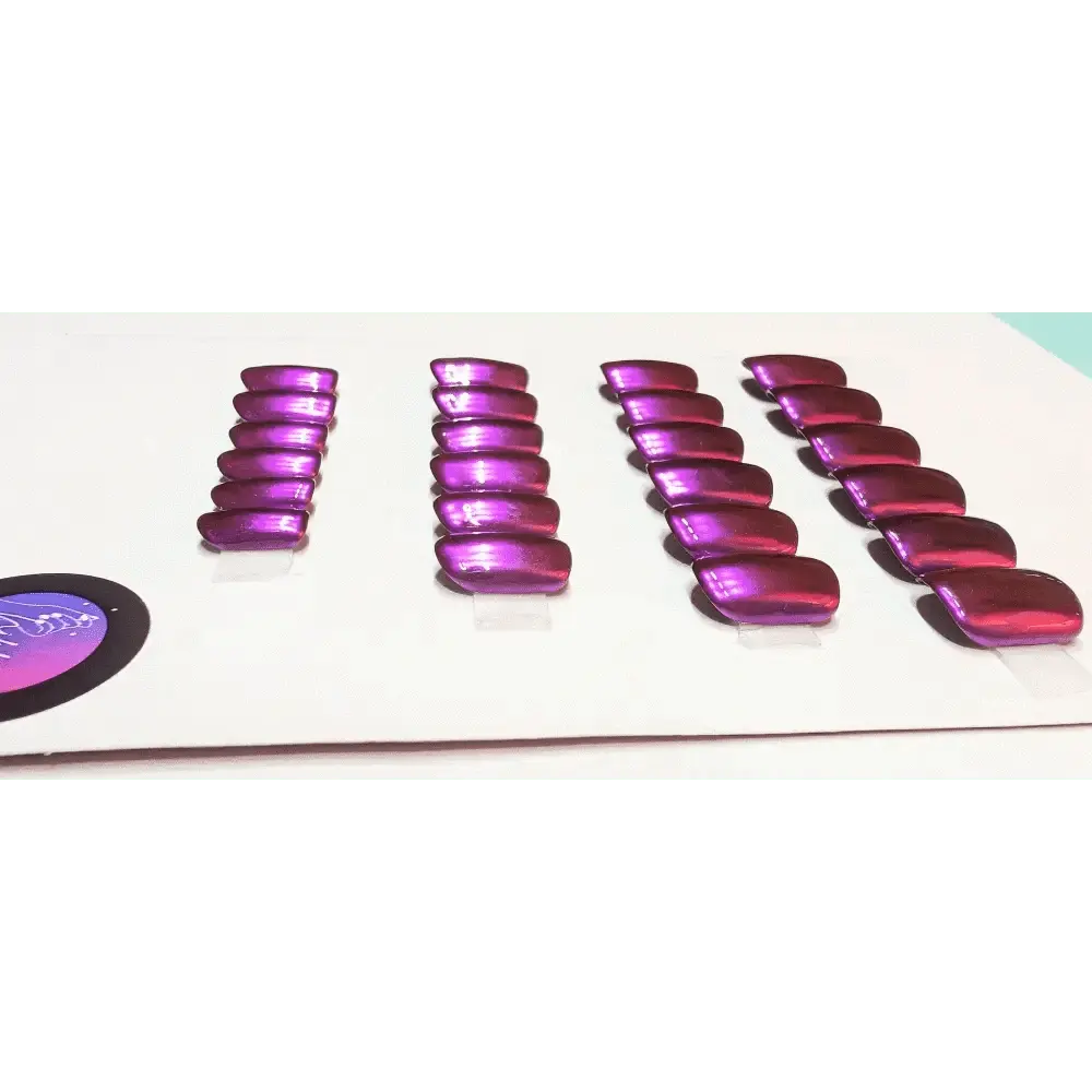 Purple Princess Chrome Nails - 24pc Luxury Press On Set | Hand - Painted Reusable Artificial Nails UK - Nikki Nailed it
