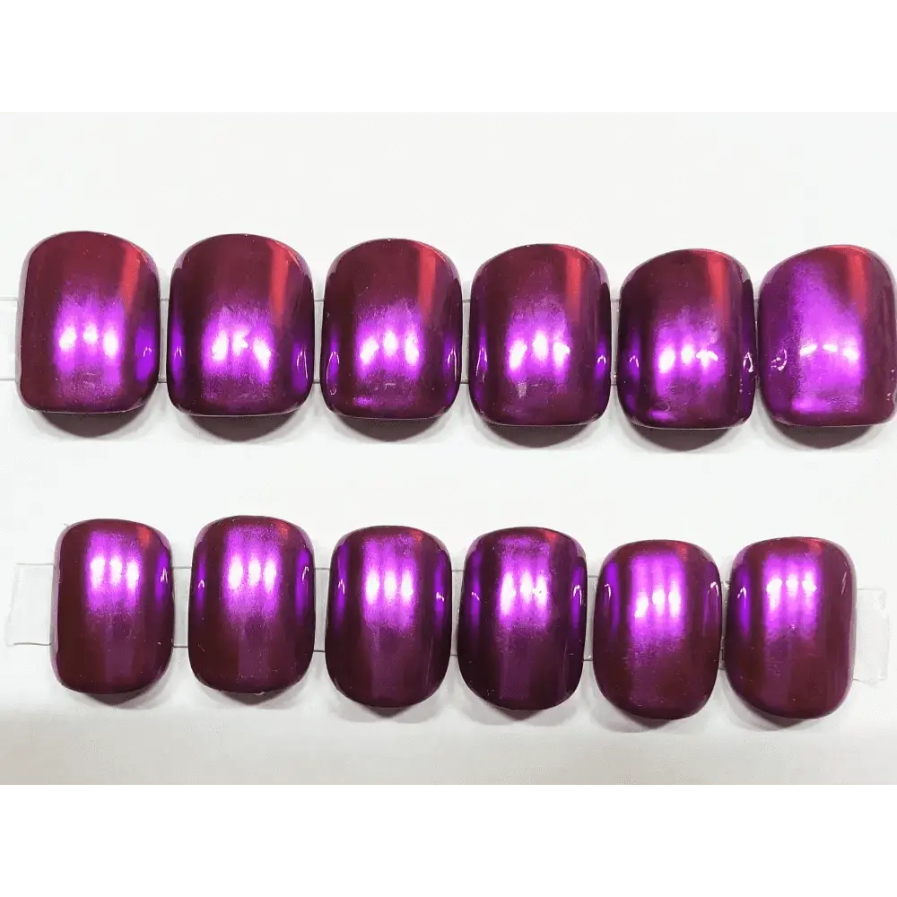 Purple Princess Chrome Nails - 24pc Luxury Press On Set | Hand - Painted Reusable Artificial Nails UK - Nikki Nailed it