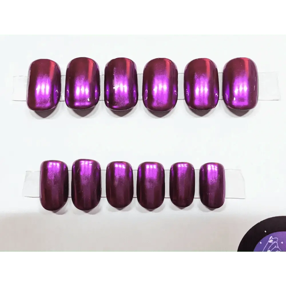 Purple Princess Chrome Nails - 24pc Luxury Press On Set | Hand - Painted Reusable Artificial Nails UK - Nikki Nailed it