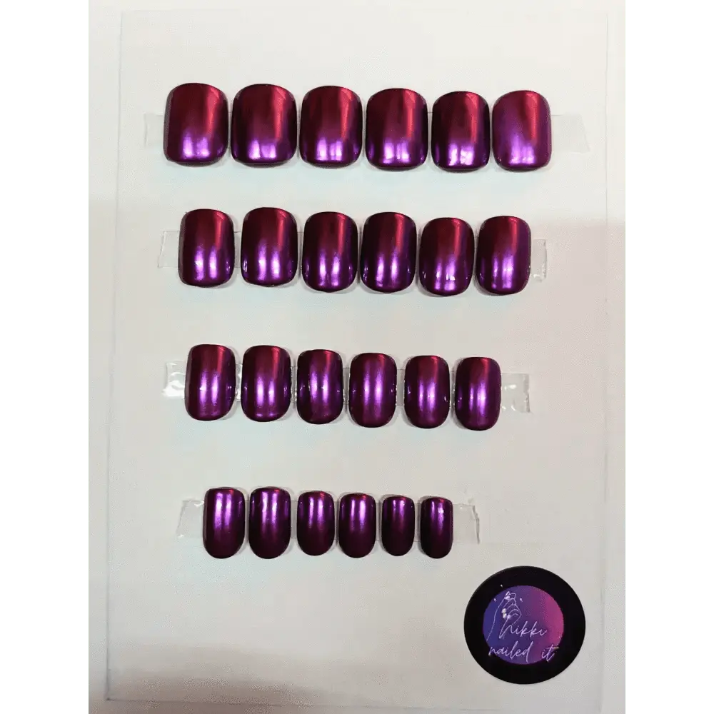 Purple Princess Chrome Nails - 24pc Luxury Press On Set | Hand - Painted Reusable Artificial Nails UK - Nikki Nailed it