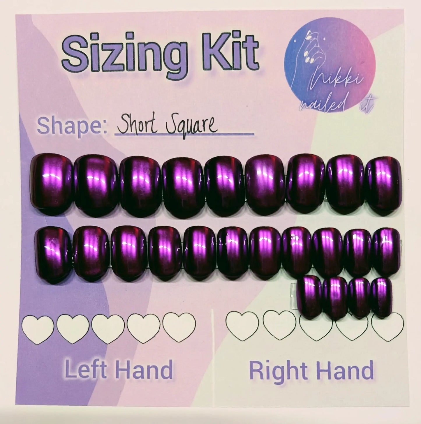 Ready to Wear Sizing Kit for Press On Nails - Chrome | Almond Square Stilletto Oval Coffin | Short, Medium, Long Length | 20pc Set - Nikki Nailed it