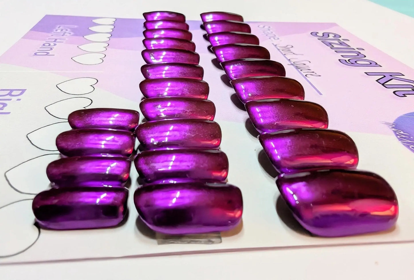 Ready to Wear Sizing Kit for Press On Nails - Chrome | Almond Square Stilletto Oval Coffin | Short, Medium, Long Length | 20pc Set - Nikki Nailed it