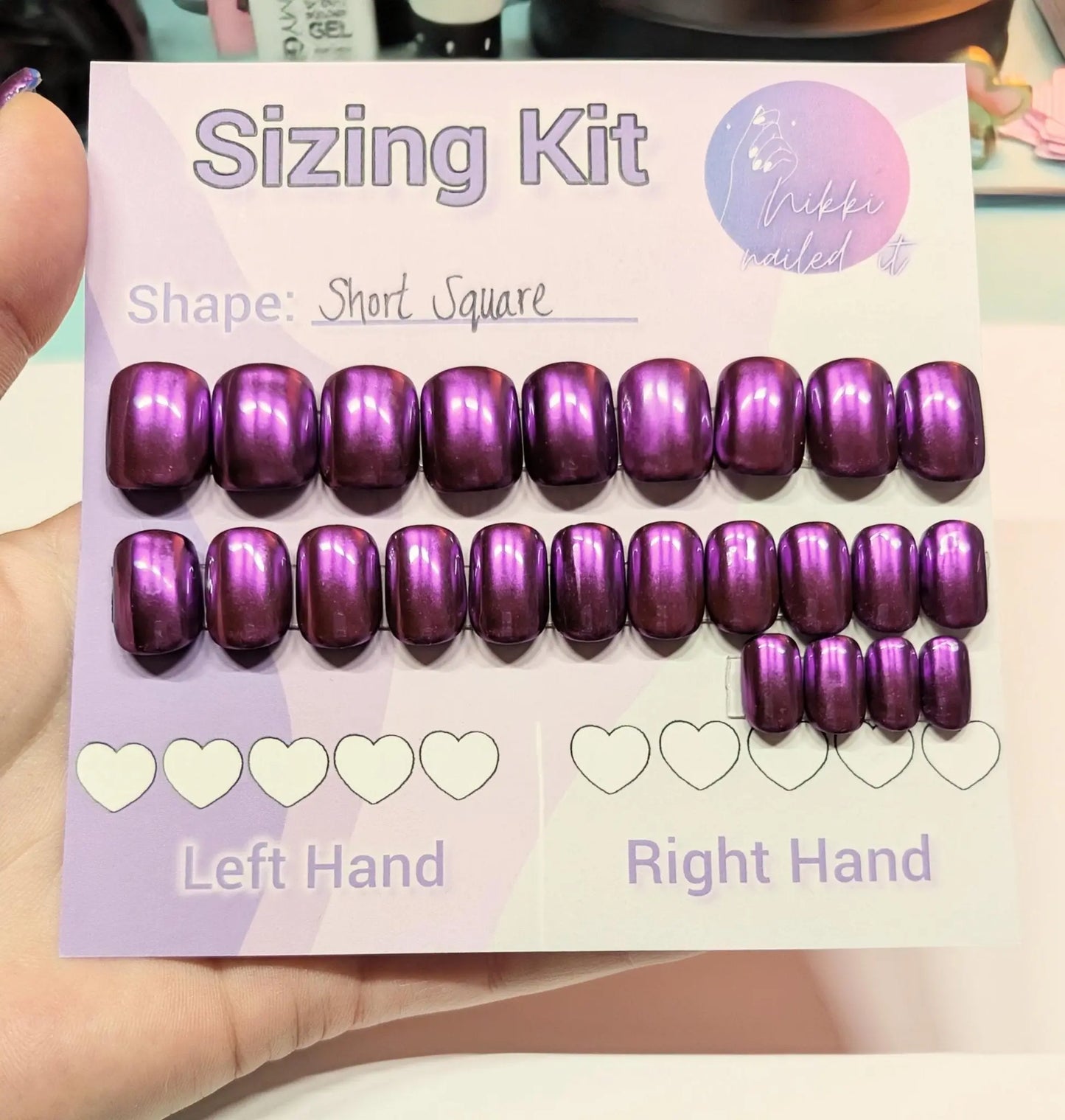 Ready to Wear Sizing Kit for Press On Nails - Chrome | Almond Square Stilletto Oval Coffin | Short, Medium, Long Length | 20pc Set - Nikki Nailed it