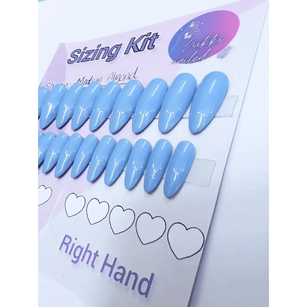 Ready to Wear Sizing Kit for Press On Nails - Solid & Glitter Almond, Square, Stiletto, Oval, Coffin | Short, Medium, Long | 20pc Set - Nikki Nailed it