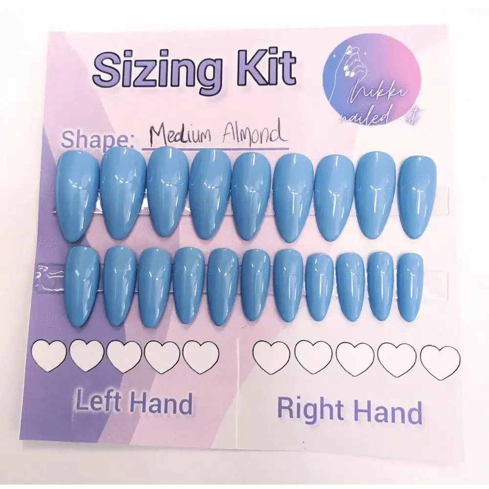 Ready to Wear Sizing Kit for Press On Nails - Solid & Glitter Almond, Square, Stiletto, Oval, Coffin | Short, Medium, Long | 20pc Set - Nikki Nailed it