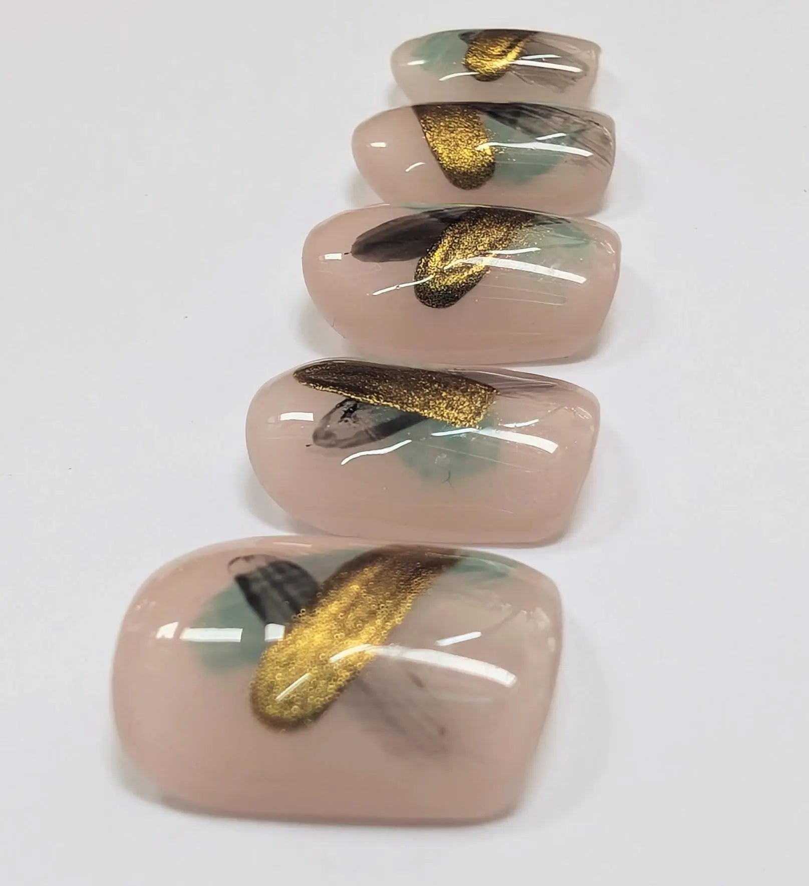 Abstract Brush Stroke Nails | Luxury Press On Nails Set with Abstract Chrome Design | 10pc Reusable Nail Set UK | Self Care - Nikki Nailed it