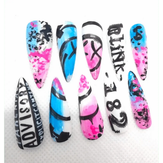 Blink - 182 Nails | Pre Made Hand - Painted Luxury Press On Nails UK | Limited Edition Artificial Nails - Nikki Nailed it