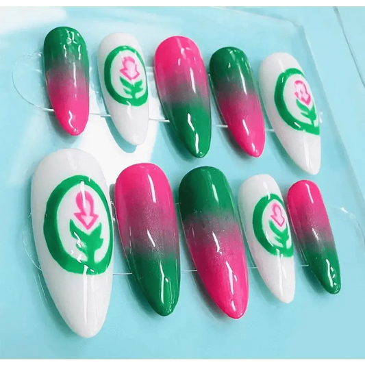 Custom Charity Nails Ombre Logo Press On Luxury Nails | Reusable Artificial Nails for Fundraising - Nikki Nailed it