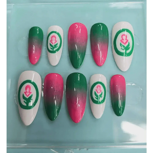 Custom Charity Nails Ombre Logo Press On Luxury Nails | Reusable Artificial Nails for Fundraising - Nikki Nailed it