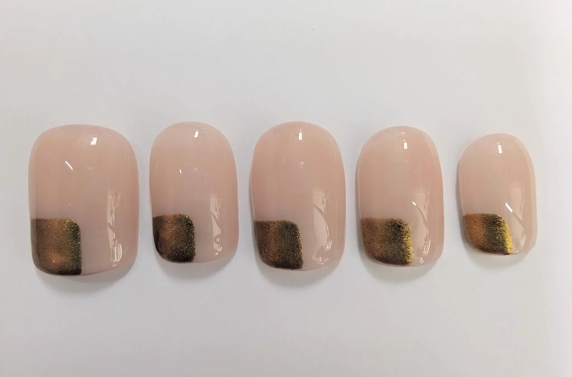 Gold Chrome Corner Nails | Luxury Press On Nails Set with Minimalist Abstract Chrome Design | 10pc Reusable Nail Set UK | Self Care - Nikki Nailed it