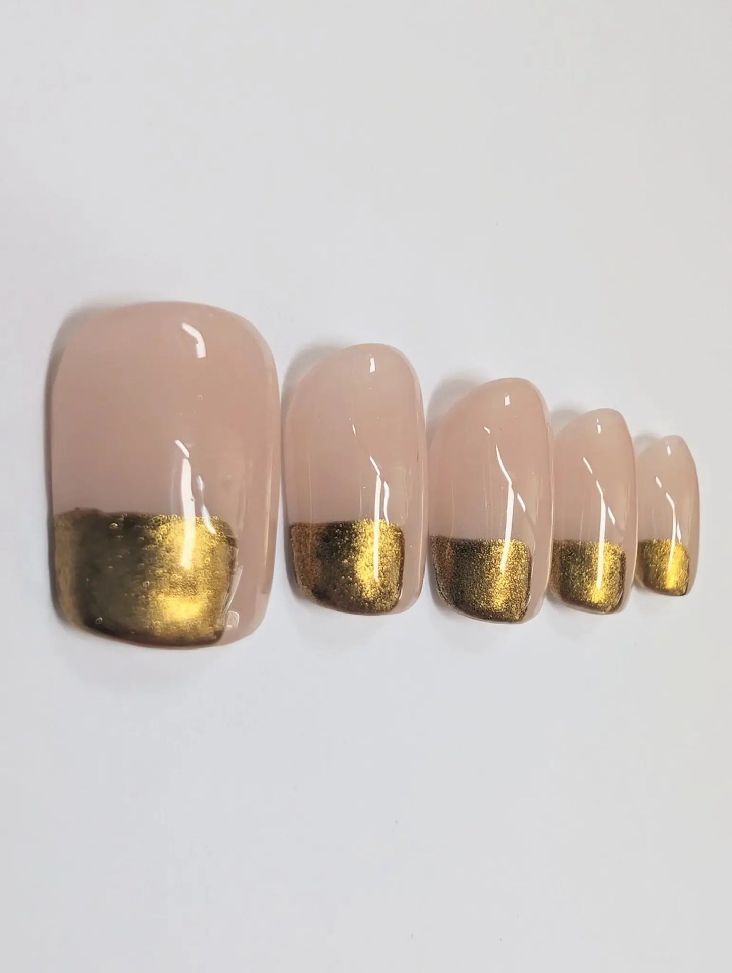 Gold Chrome Corner Nails | Luxury Press On Nails Set with Minimalist Abstract Chrome Design | 10pc Reusable Nail Set UK | Self Care - Nikki Nailed it