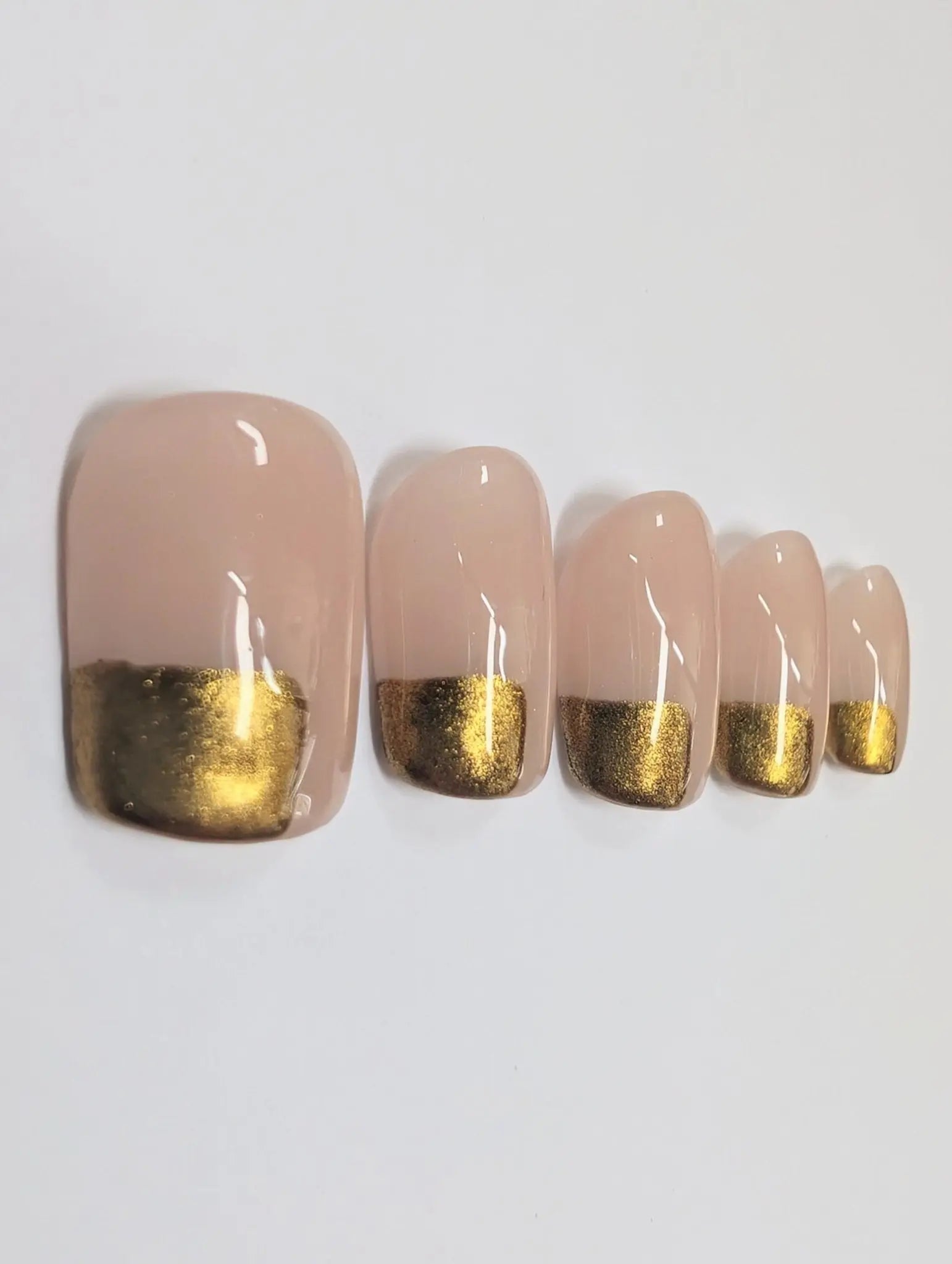 Gold Chrome Corner Nails | Luxury Press On Nails Set with Minimalist Abstract Chrome Design | 10pc Reusable Nail Set UK | Self Care - Nikki Nailed it