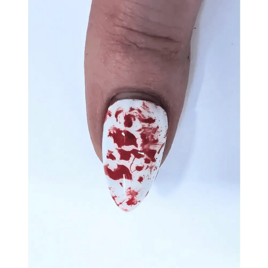 Halloween Blood Splatter Nails | Luxury Reusable Red and White Press On Nails | 10pc Blood Splatter Nails Set - Nikki Nailed it