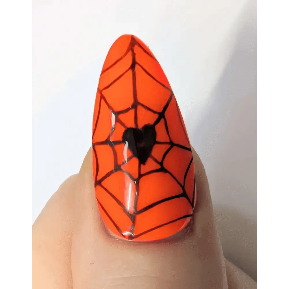 Halloween Haunted House Nails | Orange Press On Nails UK | Spider Web Design | 10pc Gel Luxury Artificial Nails - Nikki Nailed it