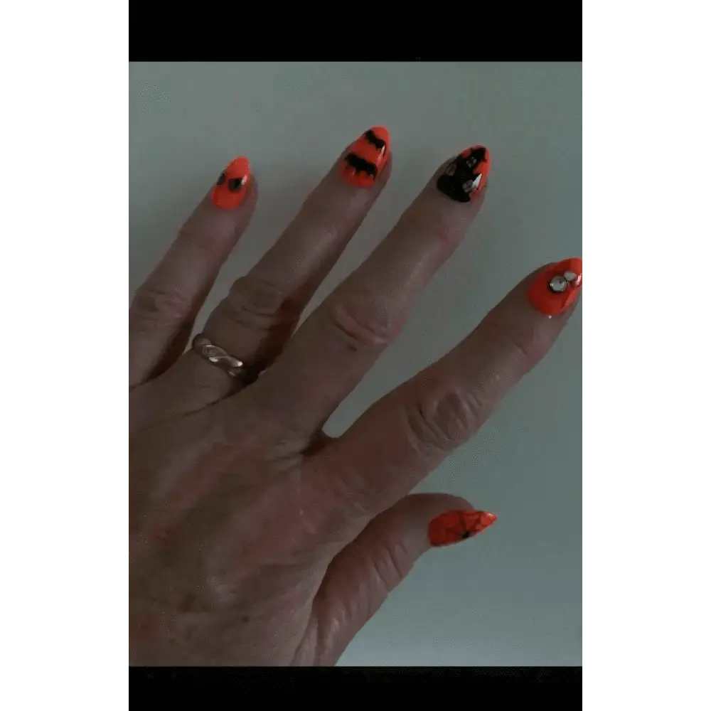 Halloween Haunted House Nails | Orange Press On Nails UK | Spider Web Design | 10pc Gel Luxury Artificial Nails - Nikki Nailed it