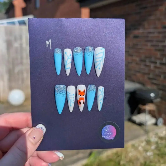 Ice Fox Nails - Limited Edition Mix & Match Press On Nails | Luxury Artificial Reusable 10pc Set UK - Nikki Nailed it