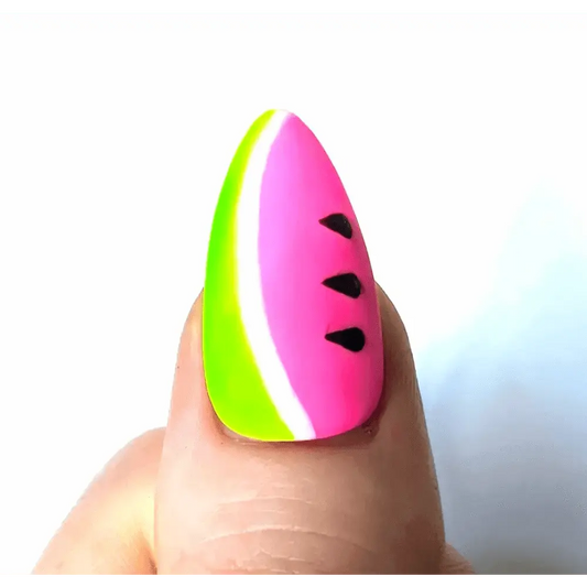 Matte Watermelon Charity Nails - Luxury Reusable Press On Nails for Summer UK - Nikki Nailed it