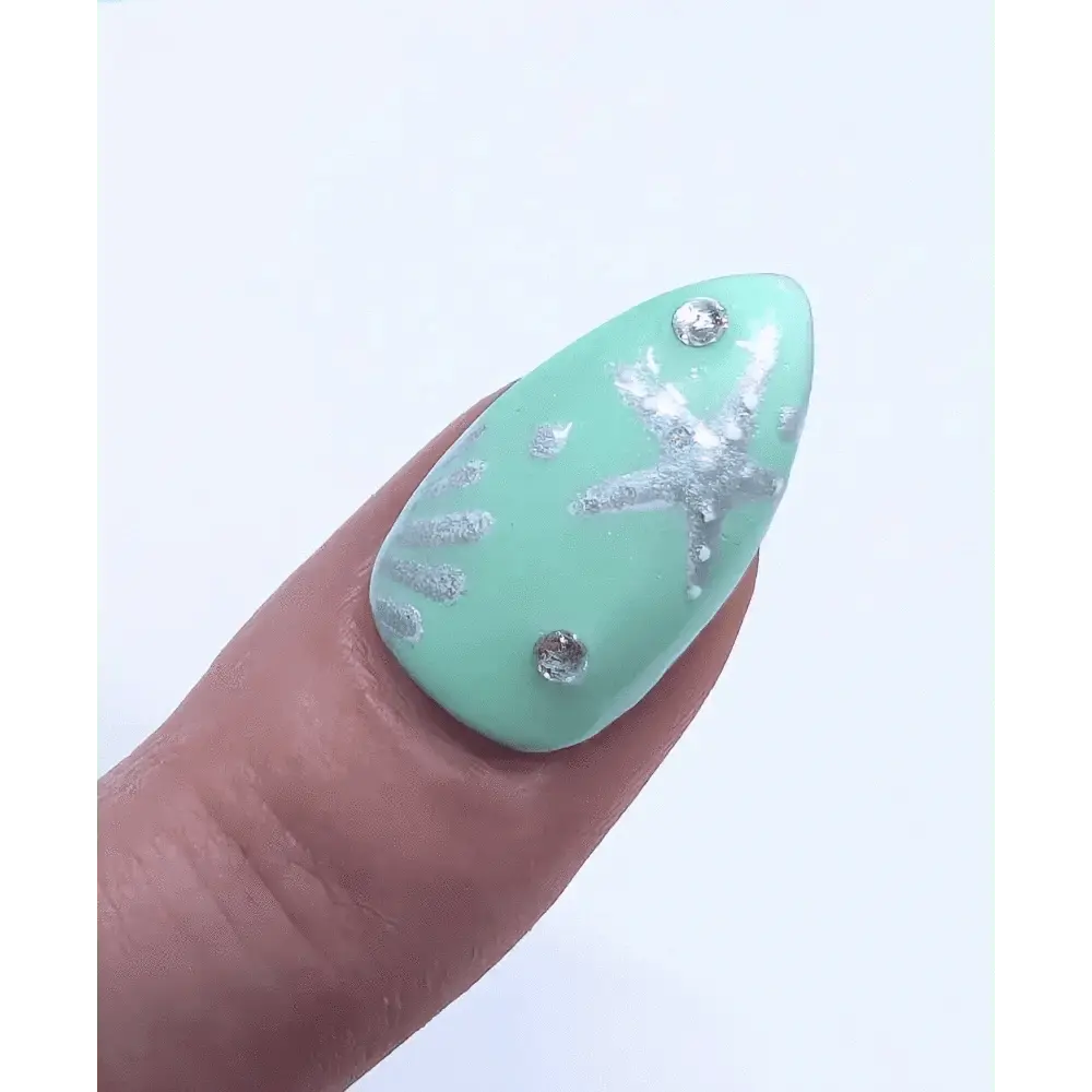 Mermaid Mint Green Sea Foam Nails | Luxury Chrome Ocean Design | 10pc Reusable Artificial Nail Set UK - Nikki Nailed it