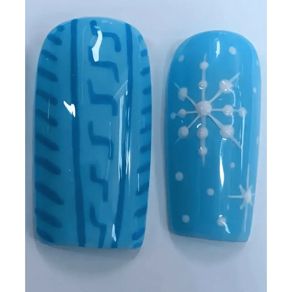Nailmas Day 01 Blue Sweater Nails | Winter Blue Nails | Hand Painted Luxury 10pc Set - Nikki Nailed it