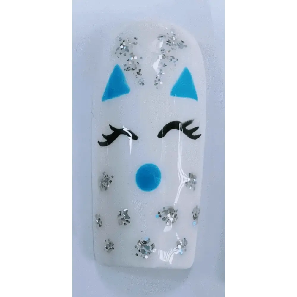 Nailmas Day 01 Blue Sweater Nails | Winter Blue Nails | Hand Painted Luxury 10pc Set - Nikki Nailed it