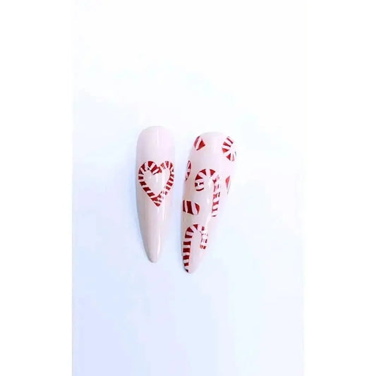 Nailmas Day 04 Candy Cane Nails - Christmas Candy Cane Press On Nails | Luxury Hand Painted Red & White Nail Art - Nikki Nailed it