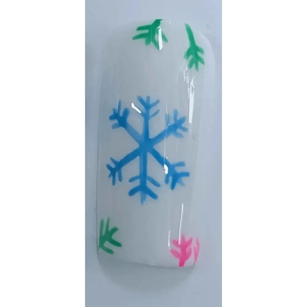 Nailmas Day 07 Neon Snowflake Nails - Luxury Hand Painted Merry & Bright Snowflake Press On Nails by Nikki Nailed - Nikki Nailed it